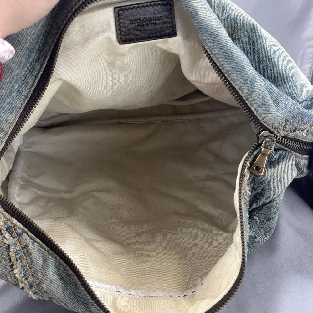 Vintage Dolce & Gabbana Distressed Patchwork Denim Messenger Bag Y2K Archive